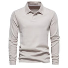 Polo Sweater | Turn Down Collar | Regular Fit | Long Sleeve Polo Shirts | Men's Clothing-Chaps London-Beige-S-Chaps London