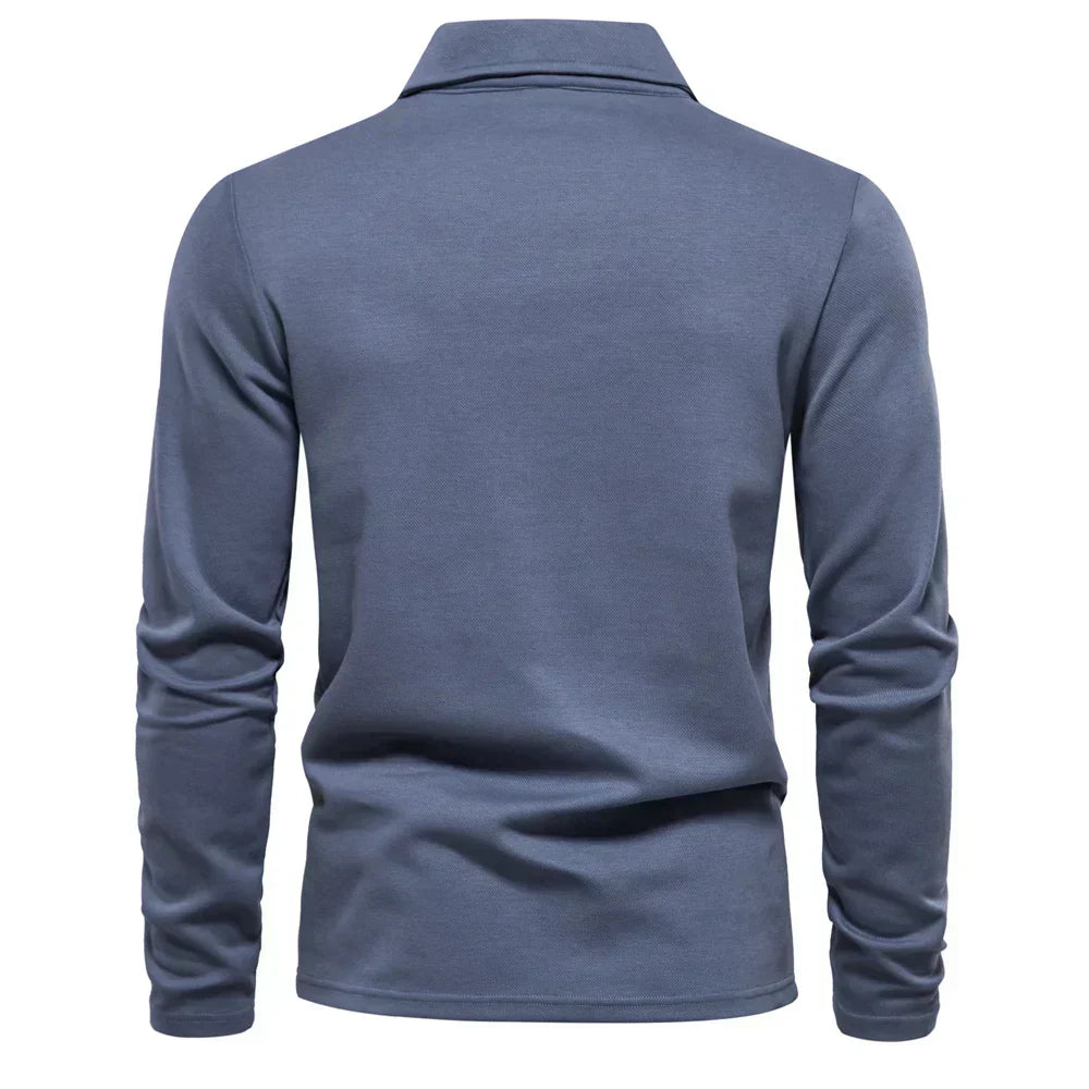 Polo Sweater | Turn Down Collar | Regular Fit | Long Sleeve Polo Shirts | Men's Clothing-Chaps London-Chaps London