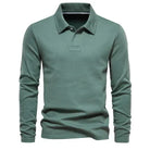 Polo Sweater | Turn Down Collar | Regular Fit | Long Sleeve Polo Shirts | Men's Clothing-Chaps London-Green-S-Chaps London