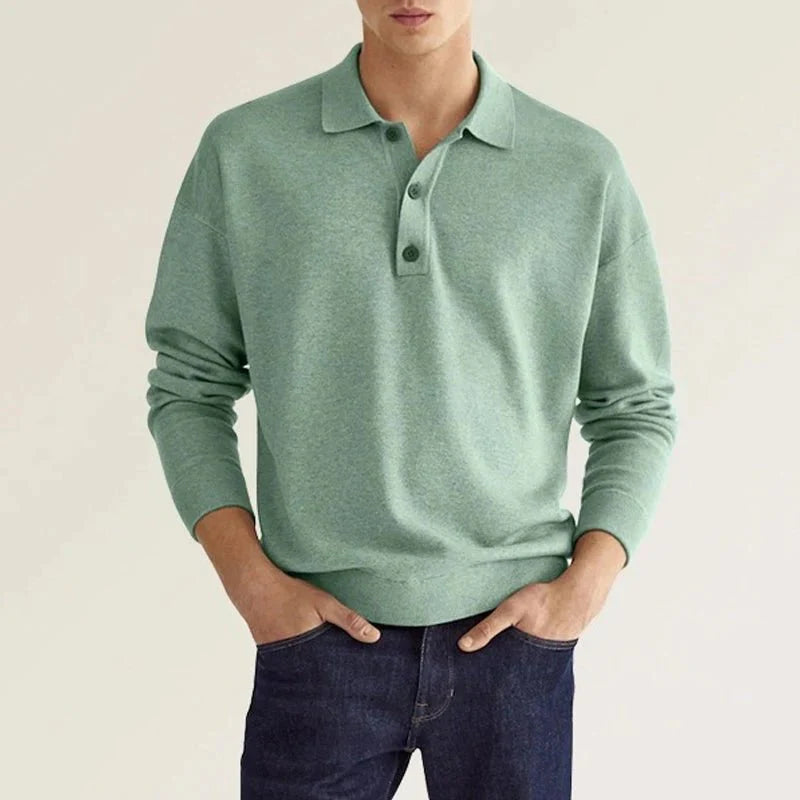 Polo Sweatshirt - Collared - Long Sleeve - Polo Jumper - Men's Clothing-Chaps London-Green-S-Chaps London