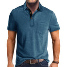 Polo T-Shirt | Collared | Short Sleeve | Polo Shirt | Men's Shirt-Polos-Chaps London-Blue-S-Chaps London
