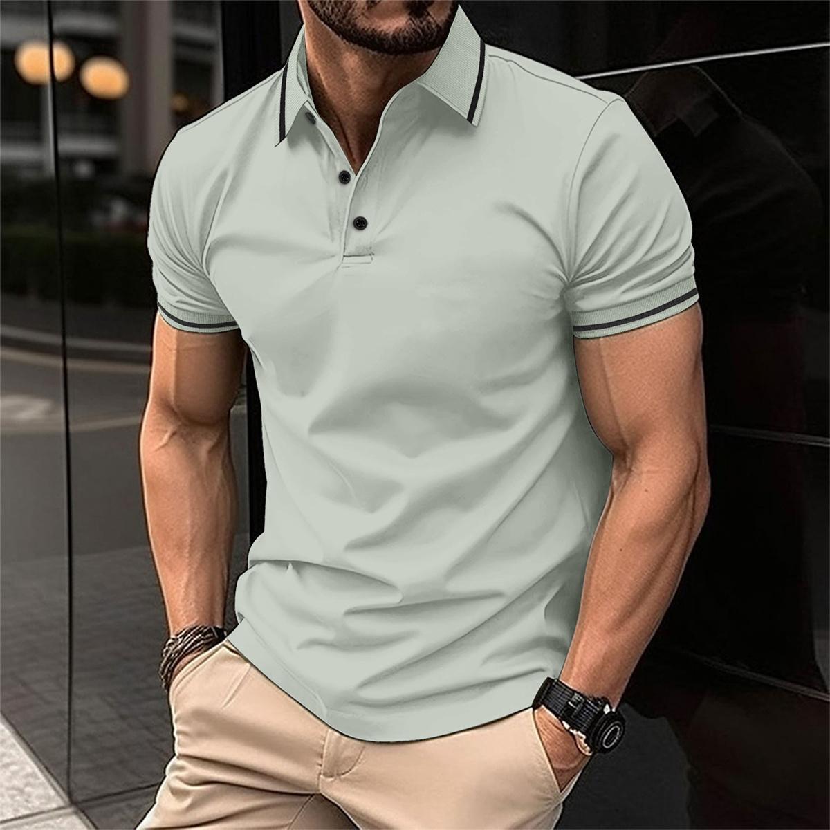 Polo T-Shirt - Men's Button-Up Collared Short Sleeve Polo Shirt-Men Shirts-Chaps London-Green-S-Chaps London