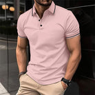 Polo T-Shirt - Men's Button-Up Collared Short Sleeve Polo Shirt-Men Shirts-Chaps London-Pink-S-Chaps London