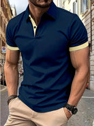 Polo T Shirt - Men's Short Sleeve Collared-Polos-Chaps London-Navy Blue-S-Chaps London