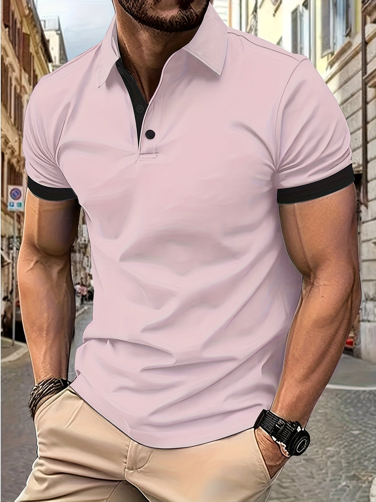 Polo T Shirt - Men's Short Sleeve Collared-Polos-Chaps London-Pink-S-Chaps London