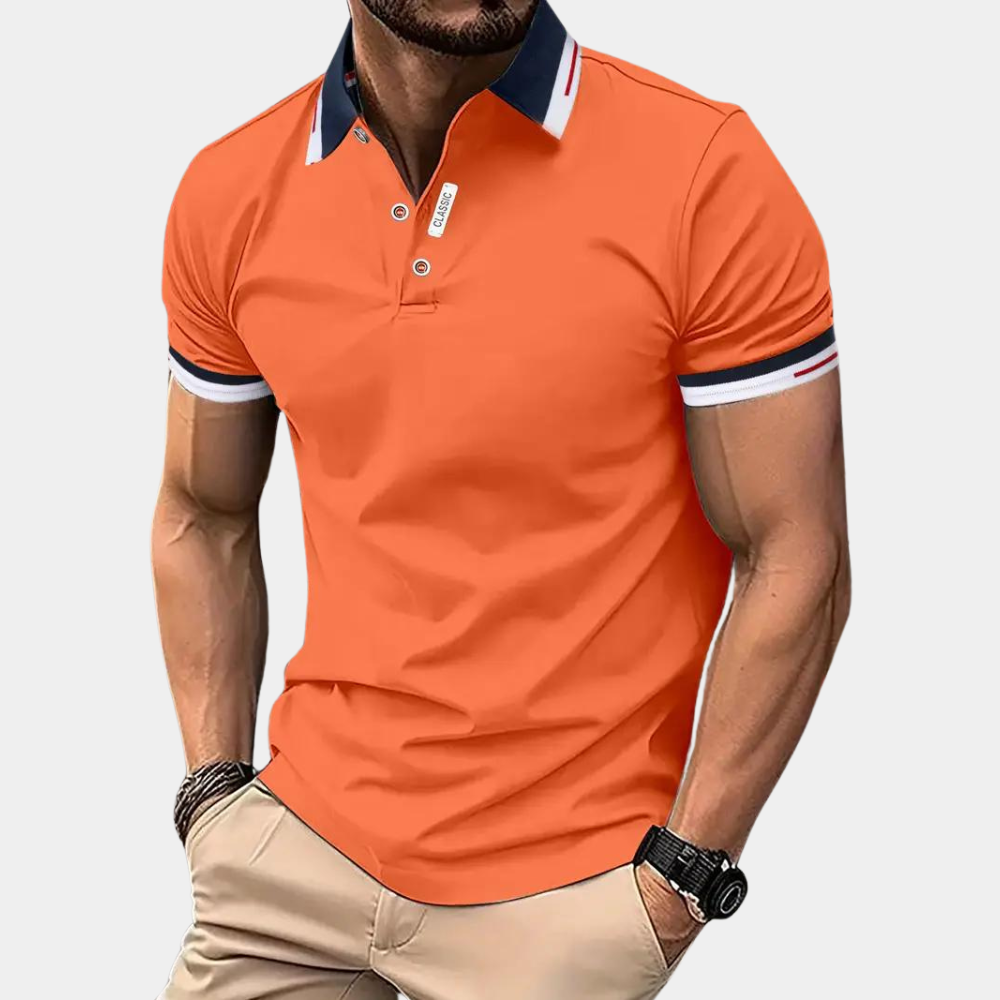 Polo T-Shirt - Orange - Shirt Sleeve - Polo Shirt - Men's Clothing-Men Summer Shirt-Chaps London-Orange-S-Chaps London