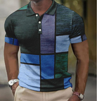 Polo T-Shirt | Patchwork | Button-Up | Short Sleeve Shirt | Men's Polo Shirts-Daan Polo-Chaps London-Black-S-Chaps London