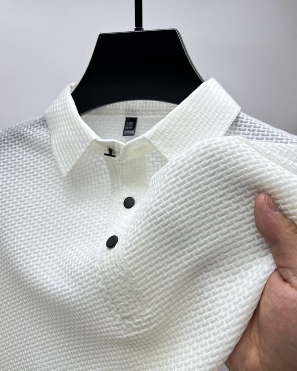 Polo T-Shirt - Shirt Sleeve - Button-Up - Polo Shirts - Men's Shirts-Polos-Chaps London-White-S-Chaps London