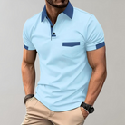 Polo T-Shirt | Short Sleeve | Button Neck | Collared T-Shirt | Men's Shirts-Chaps London-Sky Blue-S-Chaps London