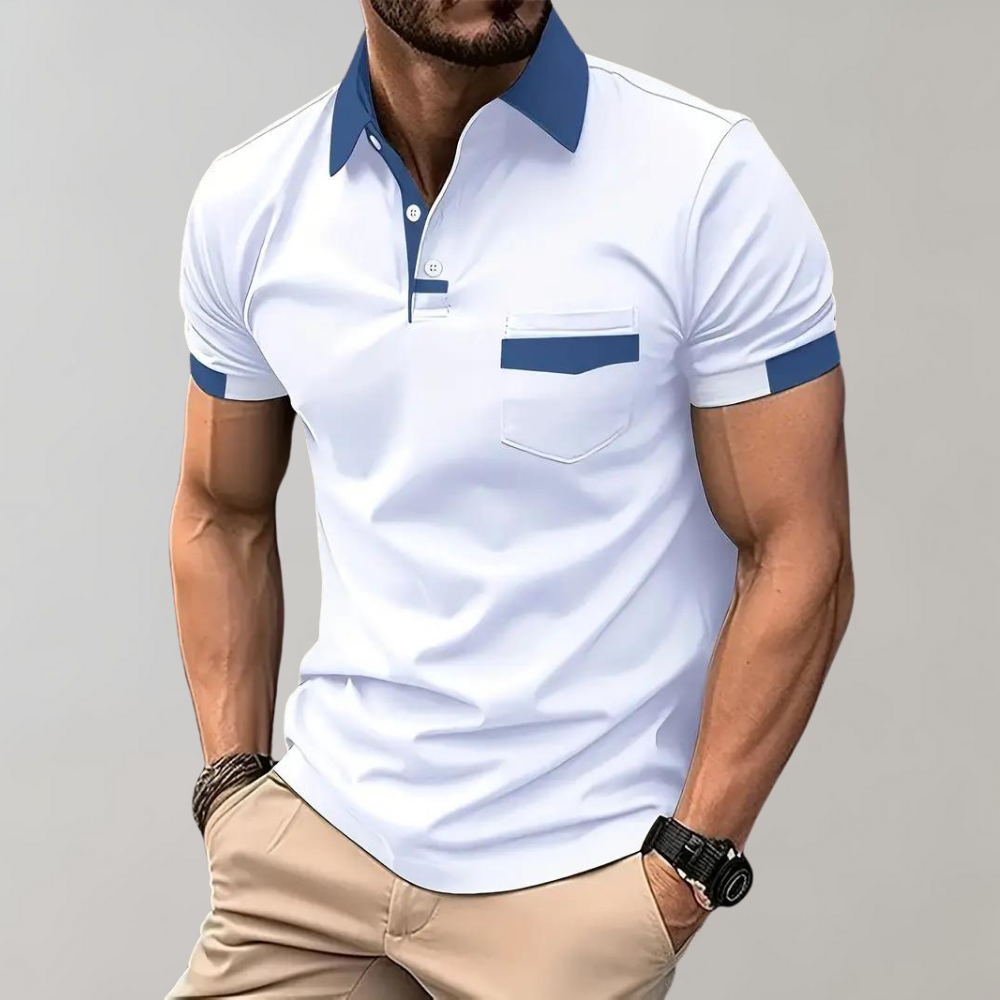 Polo T-Shirt | Short Sleeve | Button Neck | Collared T-Shirt | Men's Shirts-Chaps London-White-S-Chaps London