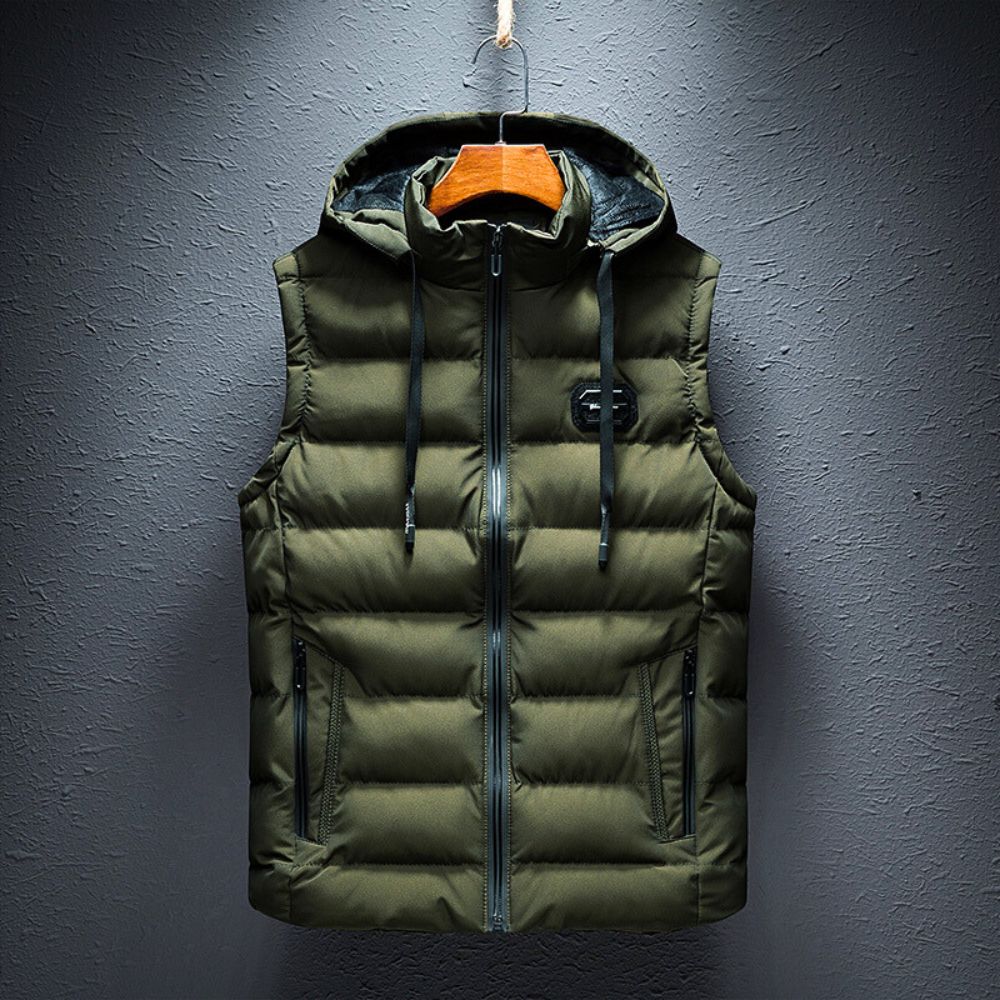 Puffer Gilet - Men's Hooded Zip Up Bodywarmer-Vests-Chaps London-Green-XS-Chaps London