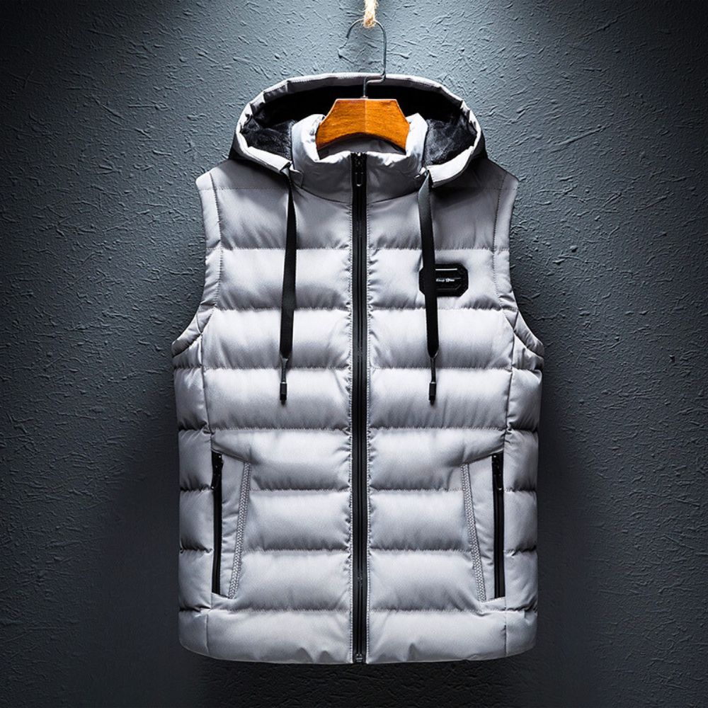 Puffer Gilet - Men's Hooded Zip Up Bodywarmer-Vests-Chaps London-White-XS-Chaps London