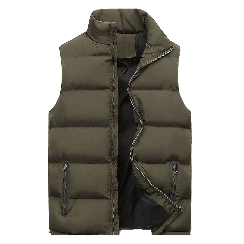 Puffer Gilet - Men's Padded Zip Up Bodywarmer-Men's Puffer Vest-Chaps London-Army Green-M-Chaps London