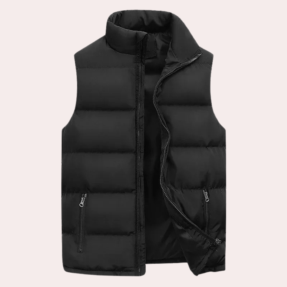 Puffer Gilet - Men's Sleeveless Zip Up Body Warmer-Men Winter Jacket-Chaps London-Black-S-Chaps London