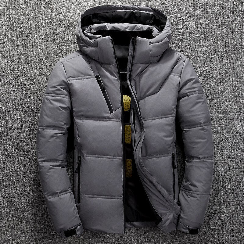Puffer Jacket - Hooded Padded Men's Winter Jacket-Puffer Jackets-Chaps London-Dark Grey-XS-Chaps London