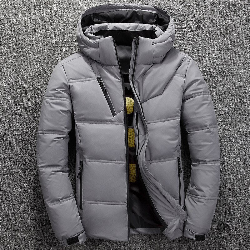 Puffer Jacket - Hooded Padded Men's Winter Jacket-Puffer Jackets-Chaps London-Light Grey-XS-Chaps London