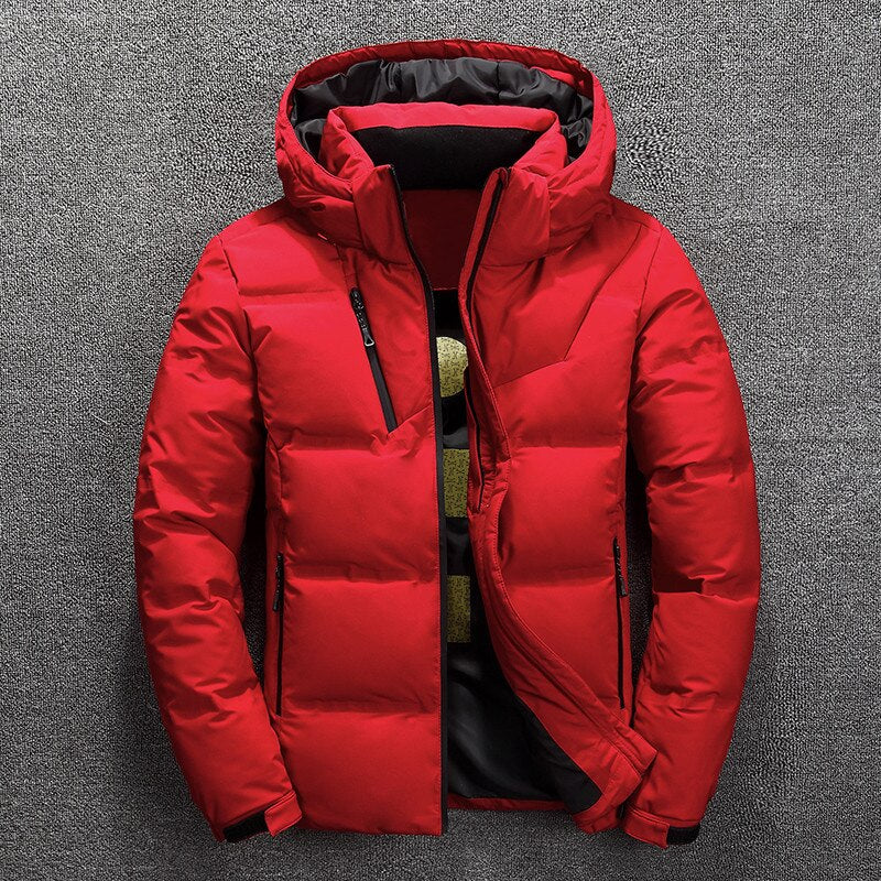 Puffer Jacket - Hooded Padded Men's Winter Jacket-Puffer Jackets-Chaps London-Red-XS-Chaps London
