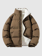 Puffer Jacket - Men's Fleece Lined Warm Padded-Men Jackets-Chaps London-Brown-S-Chaps London