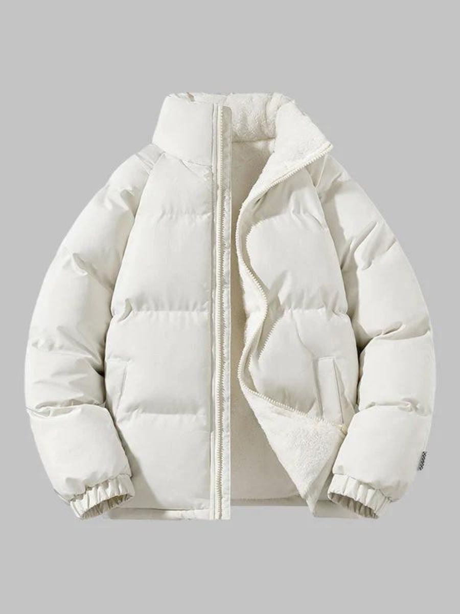 Puffer Jacket - Men's Fleece Lined Warm Padded-Men Jackets-Chaps London-White-S-Chaps London