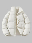 Puffer Jacket - Men's Fleece Lined Warm Padded-Men Jackets-Chaps London-White-S-Chaps London
