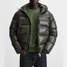 Puffer Jacket - Men's Hooded Black Winter Down Jacket-Jassen-Chaps London-Army Green-S-Chaps London