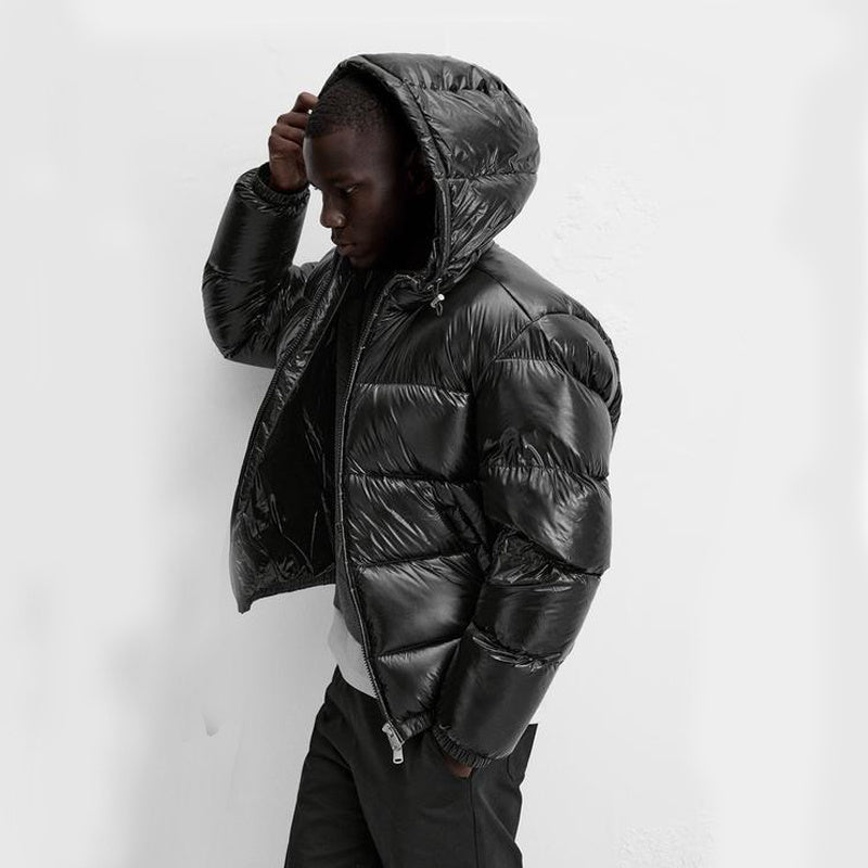 Puffer Jacket - Men's Hooded Black Winter Down Jacket-Jassen-Chaps London-Chaps London