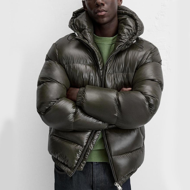 Puffer Jacket - Men's Hooded Black Winter Down Jacket-Jassen-Chaps London-Chaps London