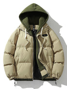 Puffer Jacket - Men's Hooded Thick Padded Winter Coat-Puffer Jackets-Chaps London-Beige-S-Chaps London