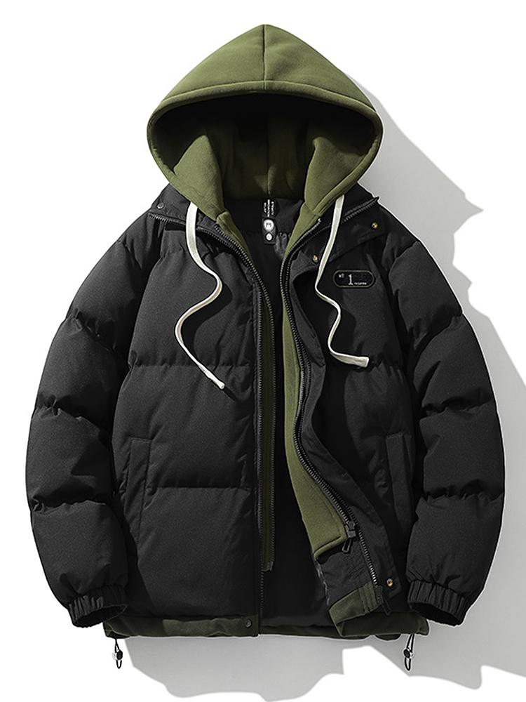 Puffer Jacket - Men's Hooded Thick Padded Winter Coat-Puffer Jackets-Chaps London-Black-S-Chaps London