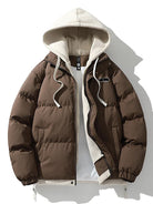 Puffer Jacket - Men's Hooded Thick Padded Winter Coat-Puffer Jackets-Chaps London-Brown-S-Chaps London