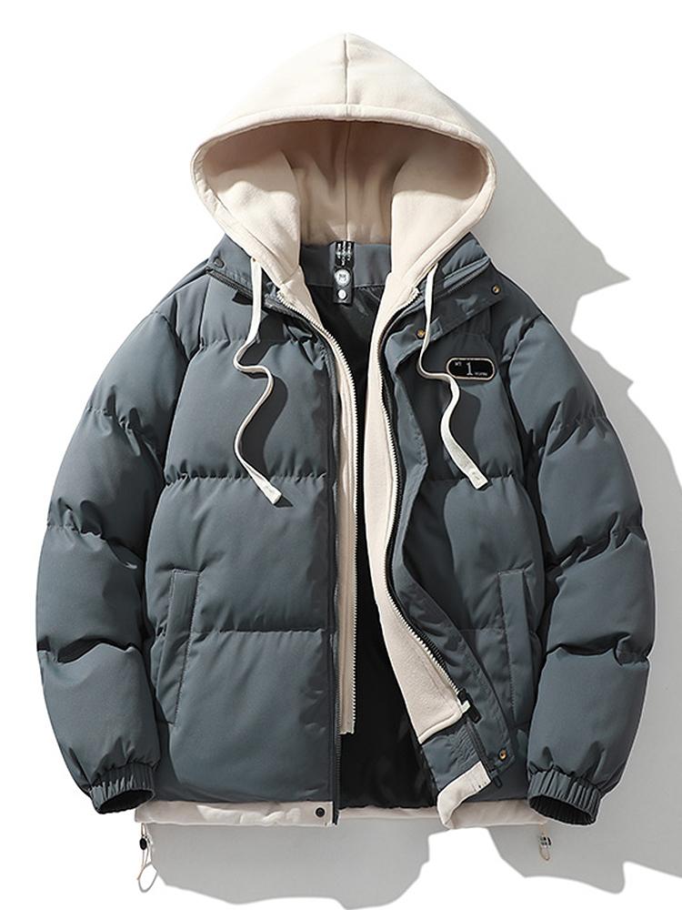Puffer Jacket - Men's Hooded Thick Padded Winter Coat-Puffer Jackets-Chaps London-Grey-S-Chaps London