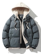 Puffer Jacket - Men's Hooded Thick Padded Winter Coat-Puffer Jackets-Chaps London-Grey-S-Chaps London