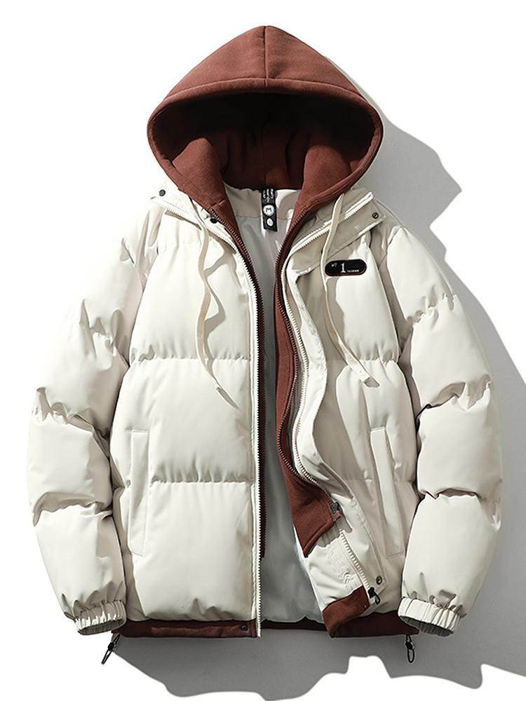 Puffer Jacket - Men's Hooded Thick Padded Winter Coat-Puffer Jackets-Chaps London-White-S-Chaps London
