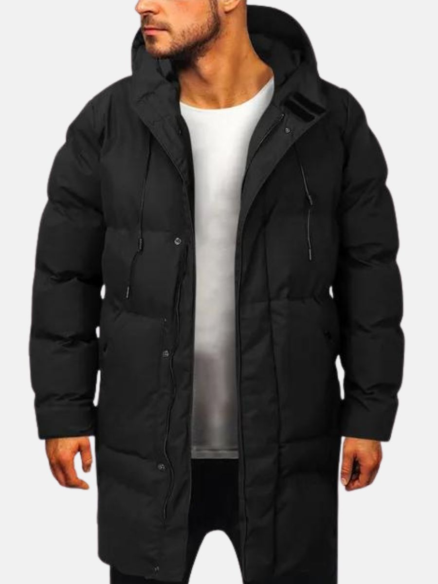 Puffer Jacket - Men's Hooded Warm Winter Parka-Men Jackets-Chaps London-Black-L-Chaps London