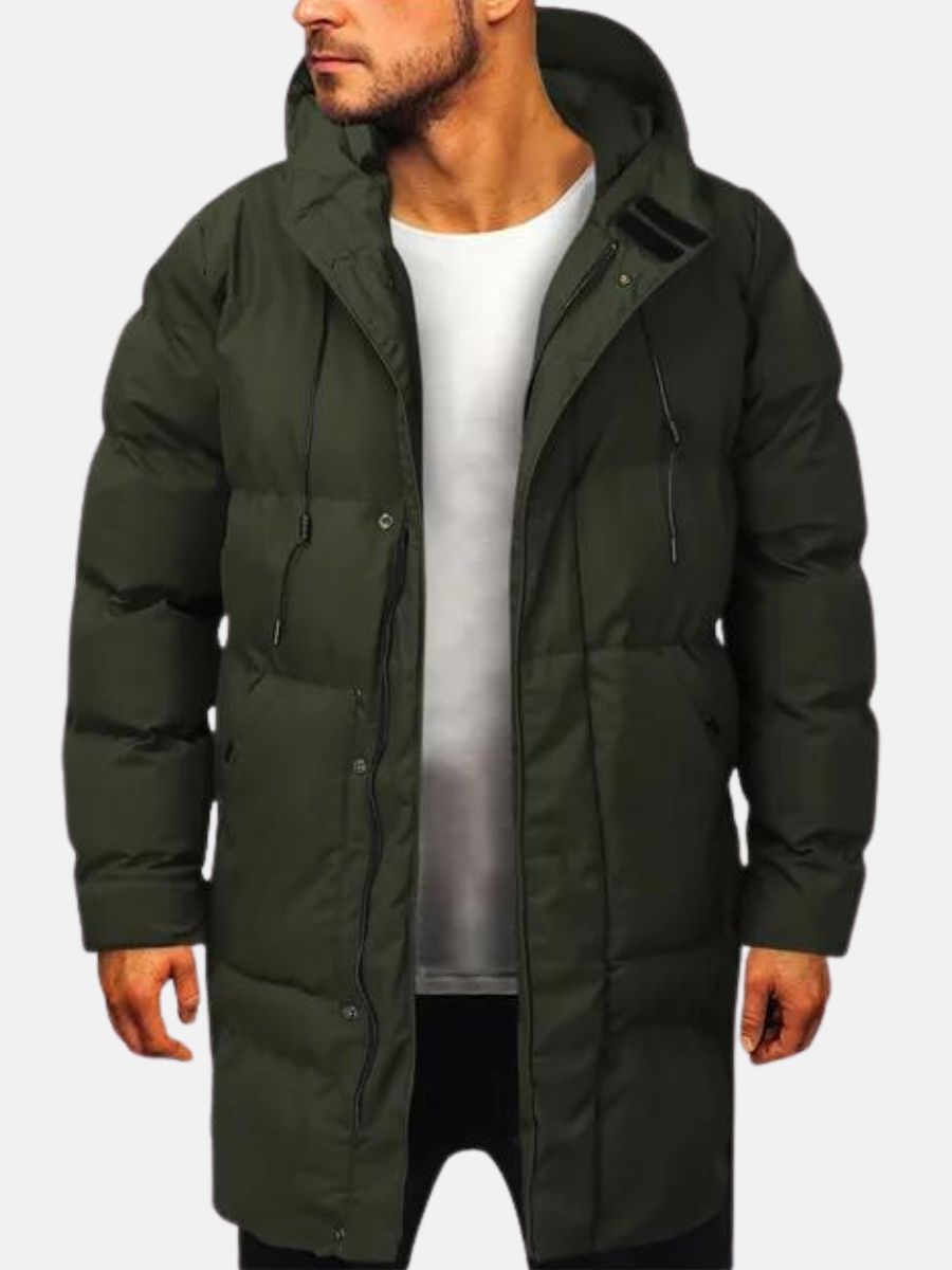 Puffer Jacket - Men's Hooded Warm Winter Parka-Men Jackets-Chaps London-Dark Green-L-Chaps London