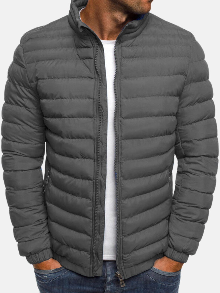Puffer Jacket - Men's Lightweight Quilted Down Jacket-Puffer Jackets-Chaps London-Gray-S-Chaps London
