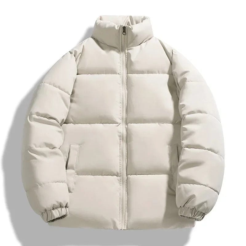 Puffer Jacket - Men's Padded Warm Winter Down-Puffer Jackets-Chaps London-Beige-M-Chaps London