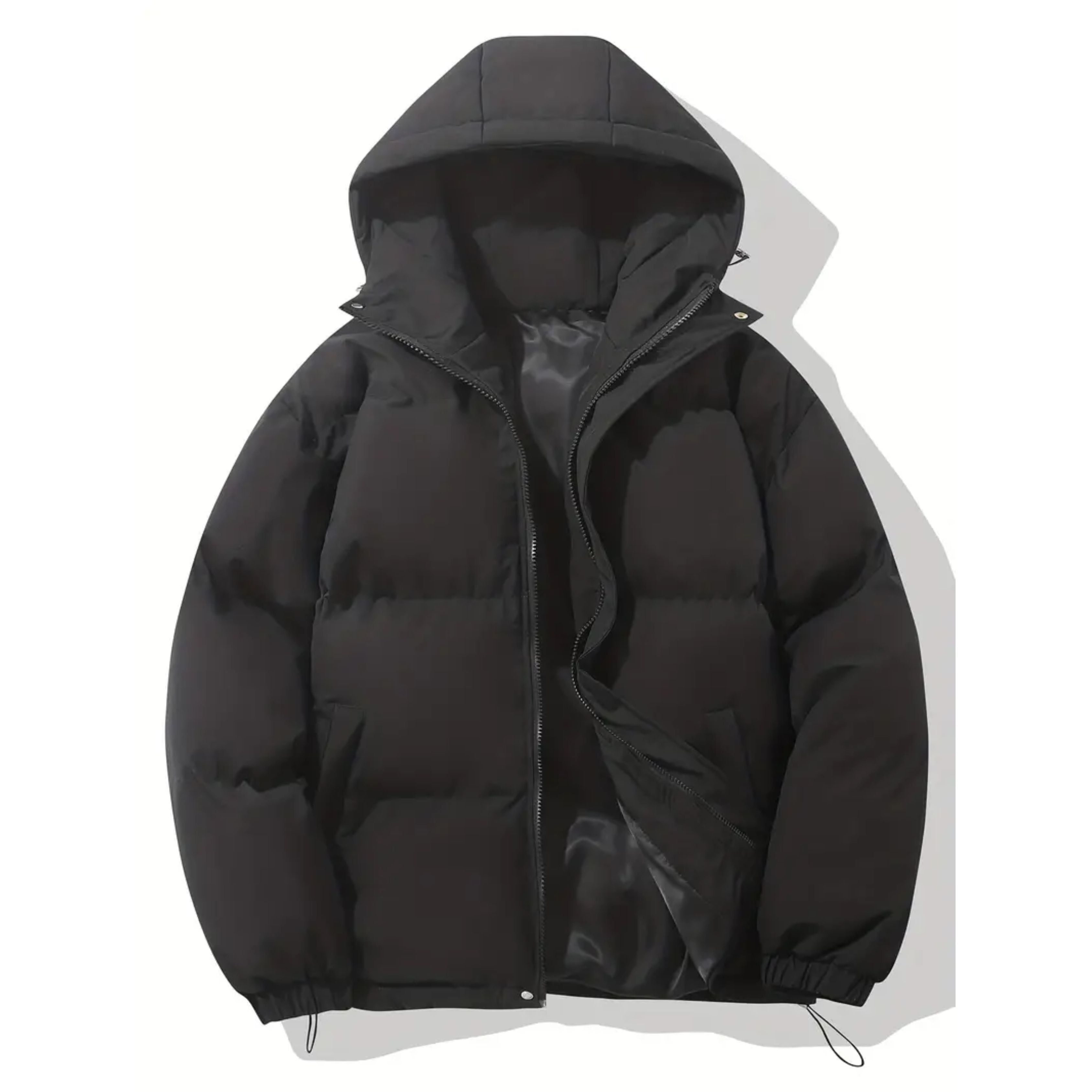 Puffer Jacket - Men's Warm Hooded Winter Down Jacket-Puffer Jacket-Chaps London-Black-S-Chaps London