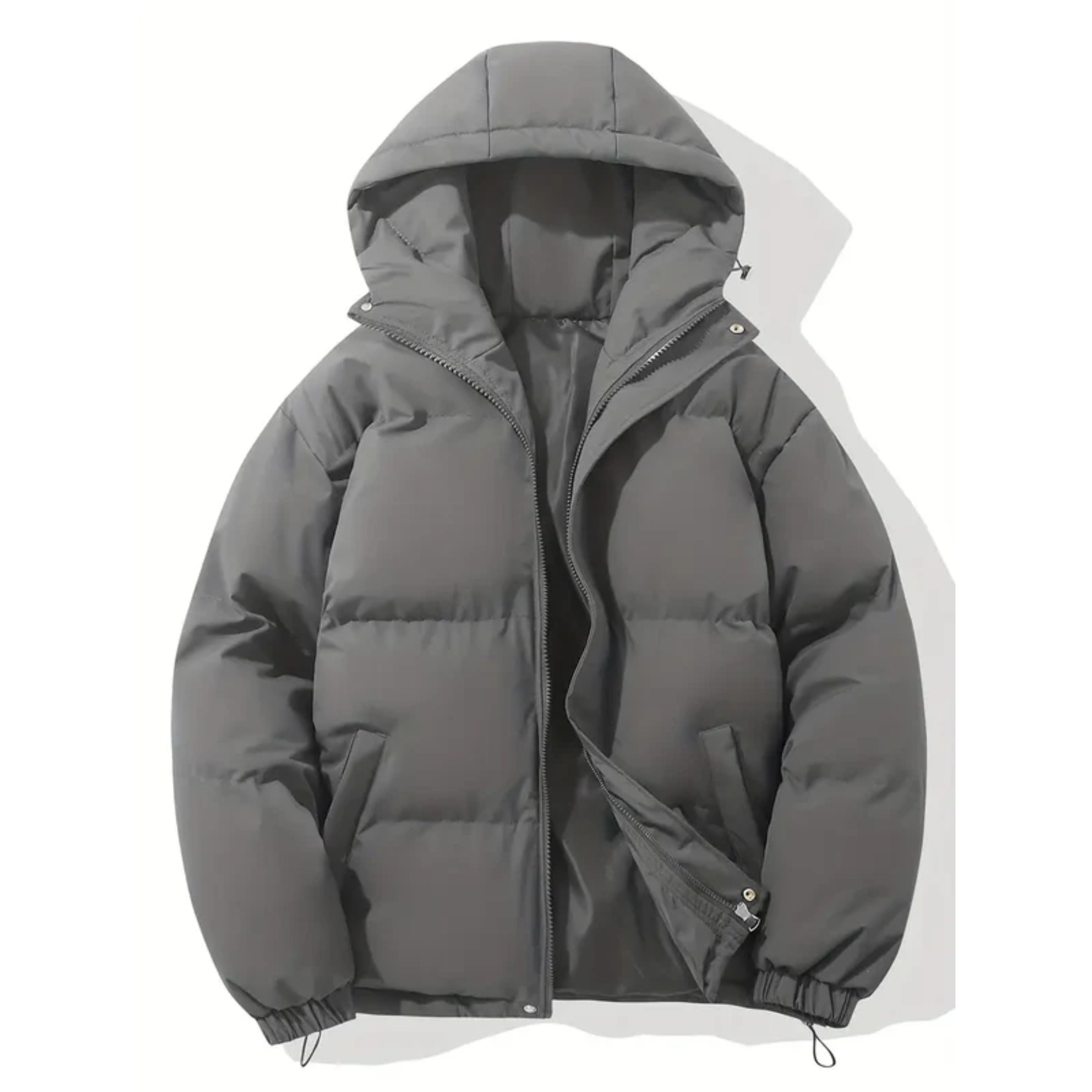 Puffer Jacket - Men's Warm Hooded Winter Down Jacket-Puffer Jacket-Chaps London-Dark Gray-S-Chaps London