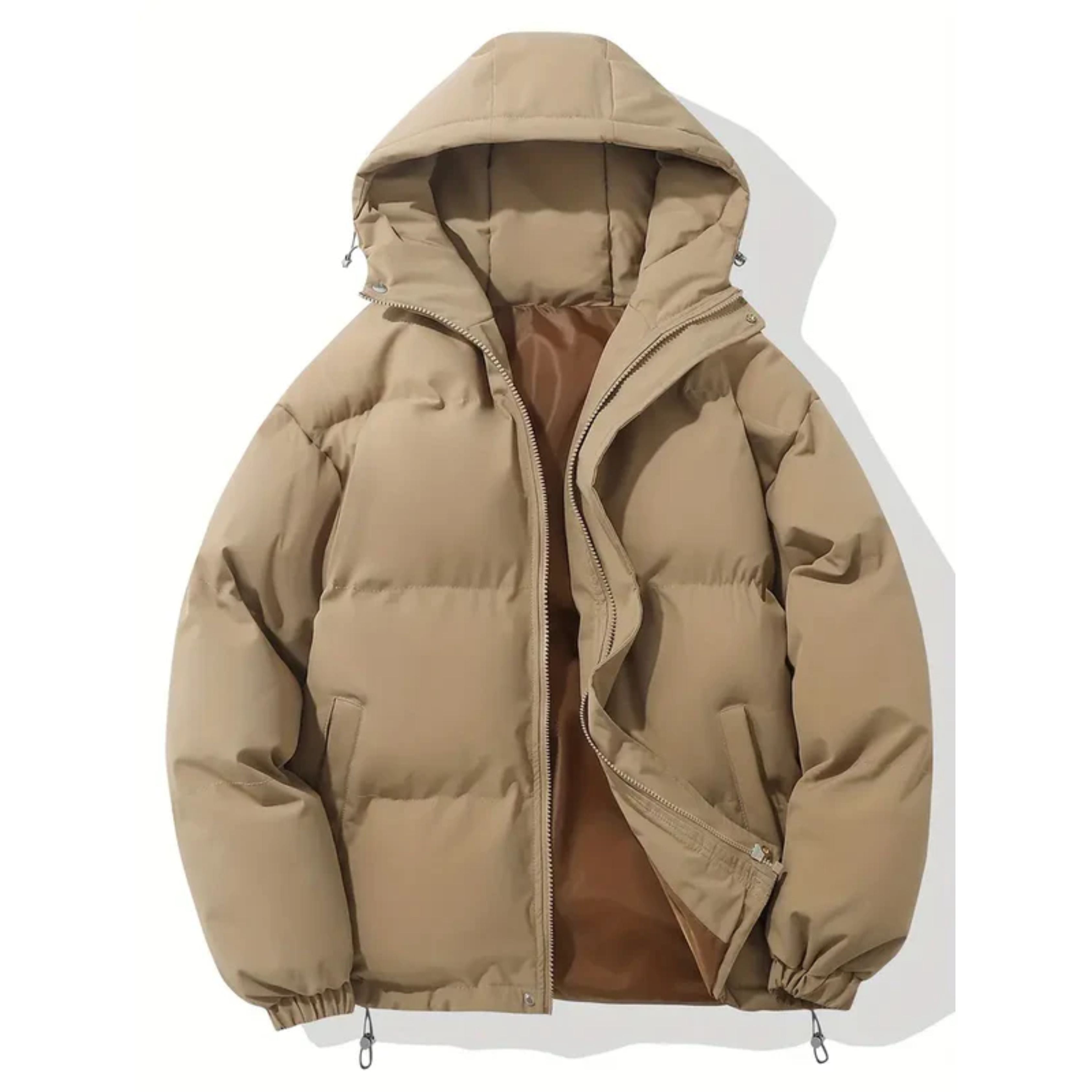 Puffer Jacket - Men's Warm Hooded Winter Down Jacket-Puffer Jacket-Chaps London-Khaki-S-Chaps London
