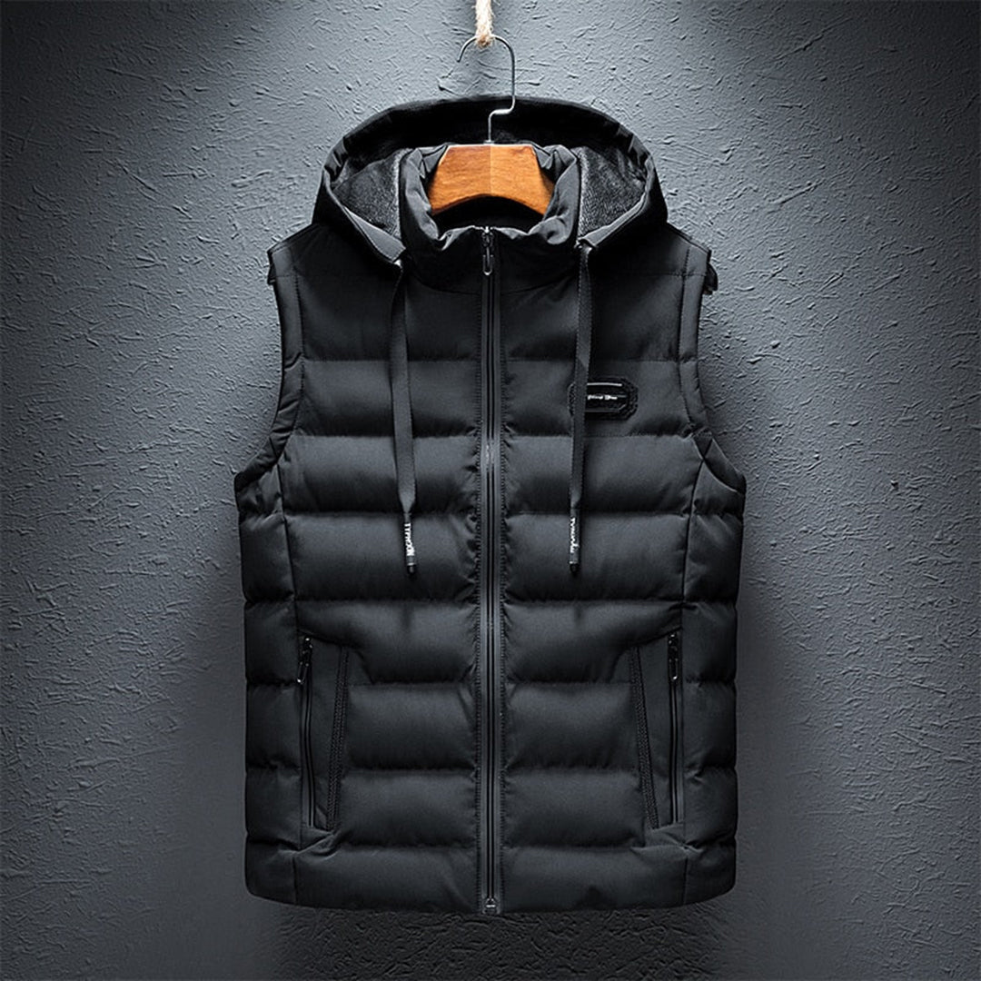 Puffer Vest - Hooded - Sleeveless - Quilted Vest - Men's Winter Vest-Jacken-Chaps London-Black-M-Chaps London