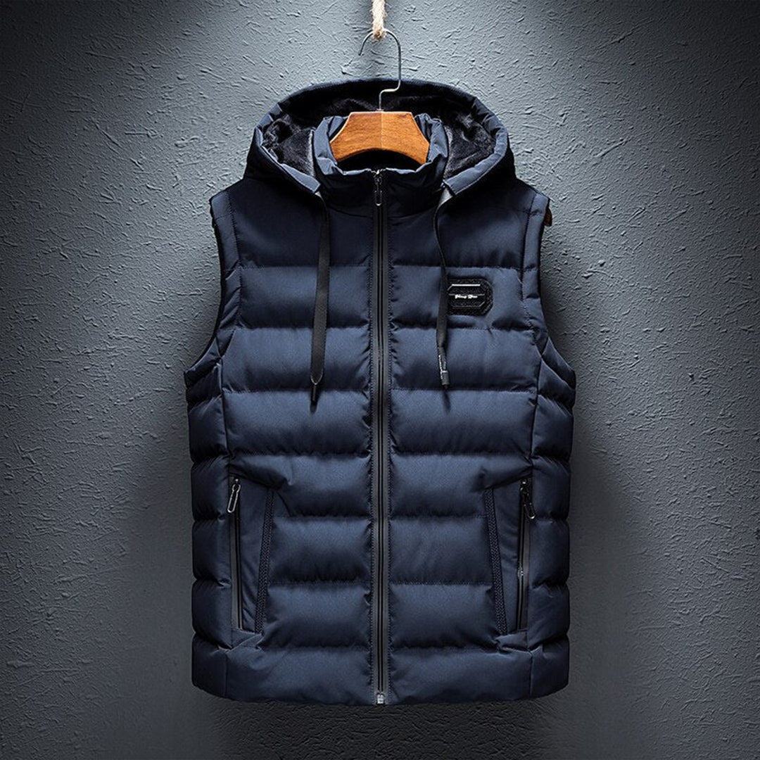 Puffer Vest - Hooded - Sleeveless - Quilted Vest - Men's Winter Vest-Jacken-Chaps London-Blue-M-Chaps London