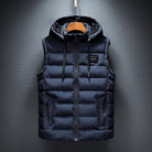 Puffer Vest - Hooded - Sleeveless - Quilted Vest - Men's Winter Vest-Jacken-Chaps London-Blue-M-Chaps London