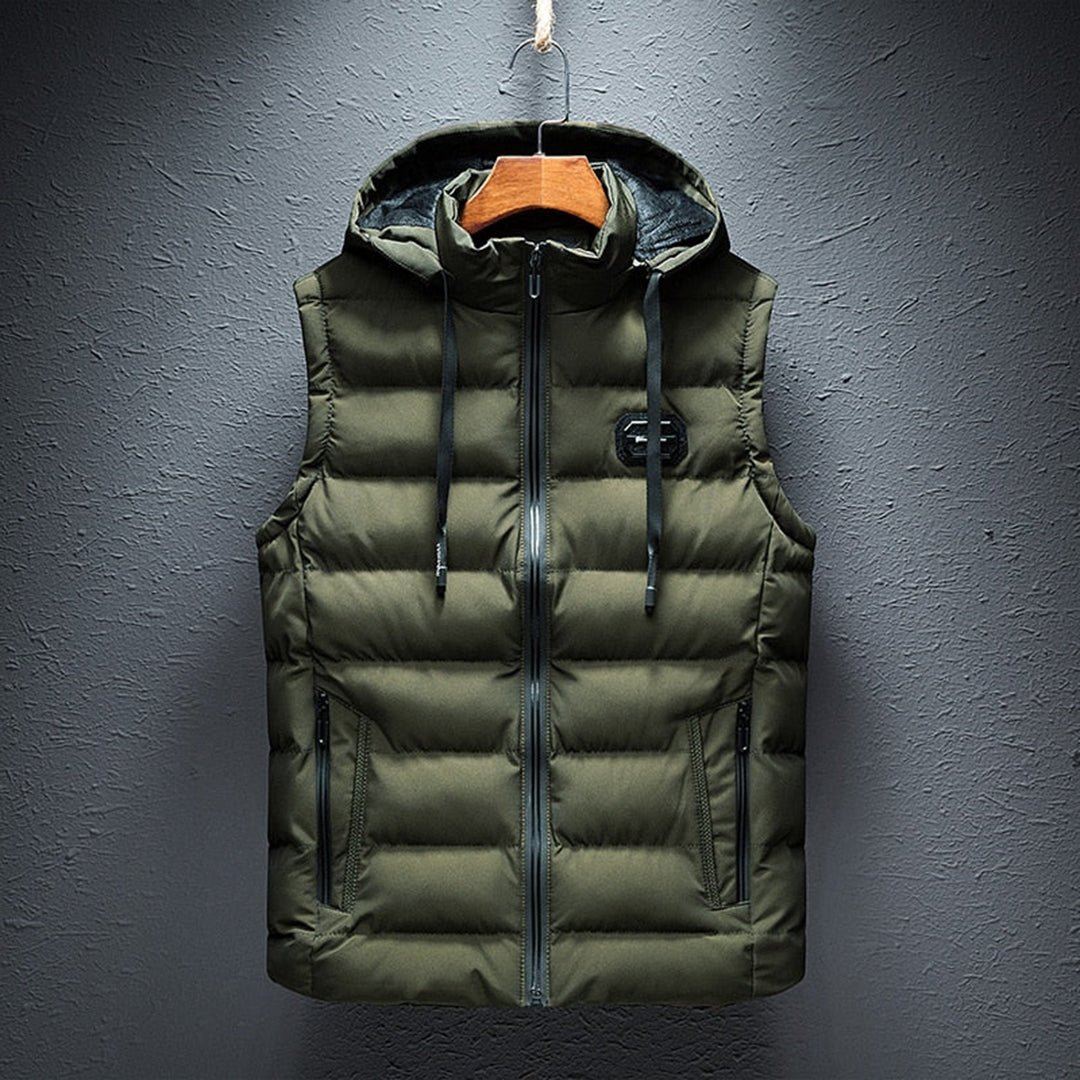 Puffer Vest - Hooded - Sleeveless - Quilted Vest - Men's Winter Vest-Jacken-Chaps London-Green-M-Chaps London