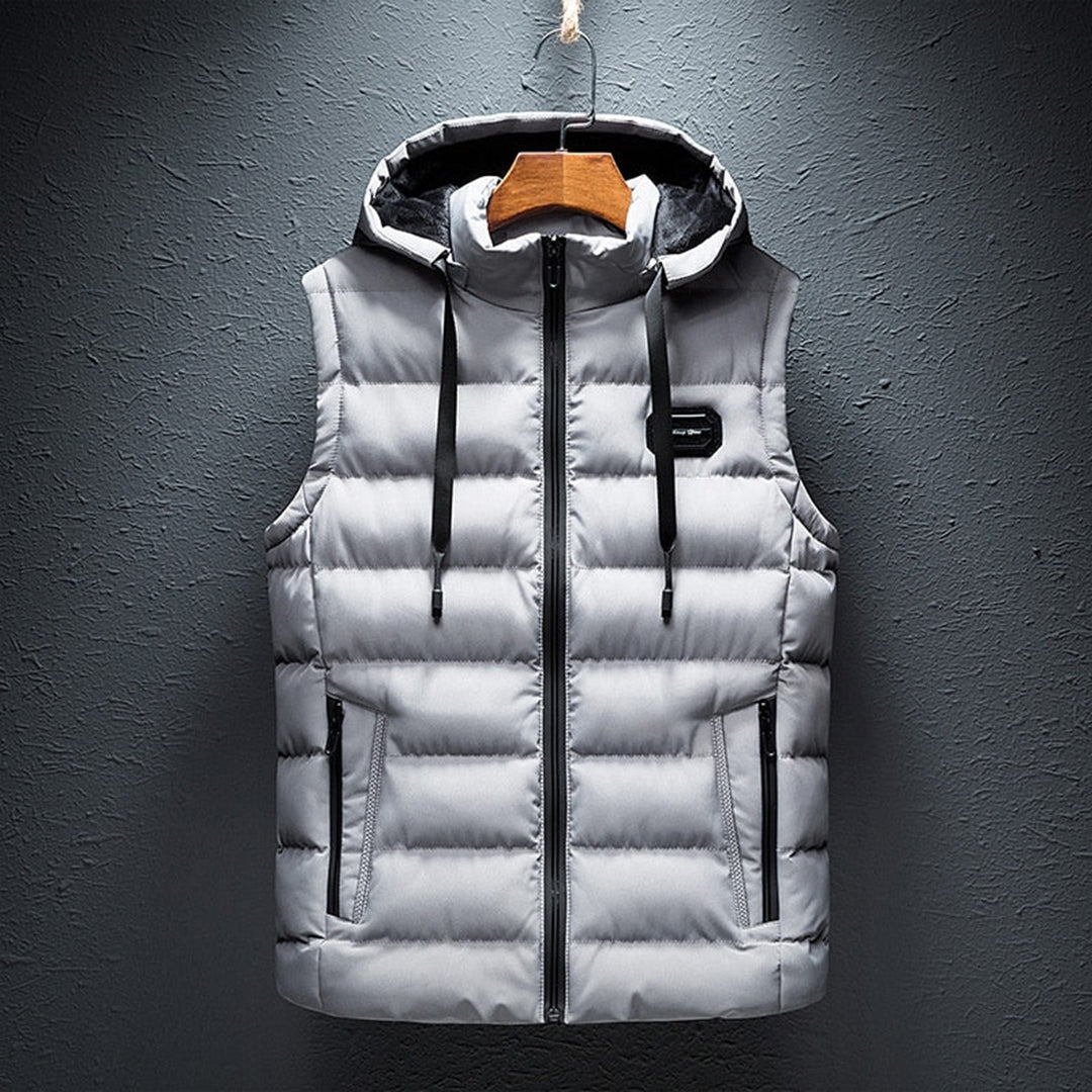 Puffer Vest - Hooded - Sleeveless - Quilted Vest - Men's Winter Vest-Jacken-Chaps London-Grey-M-Chaps London