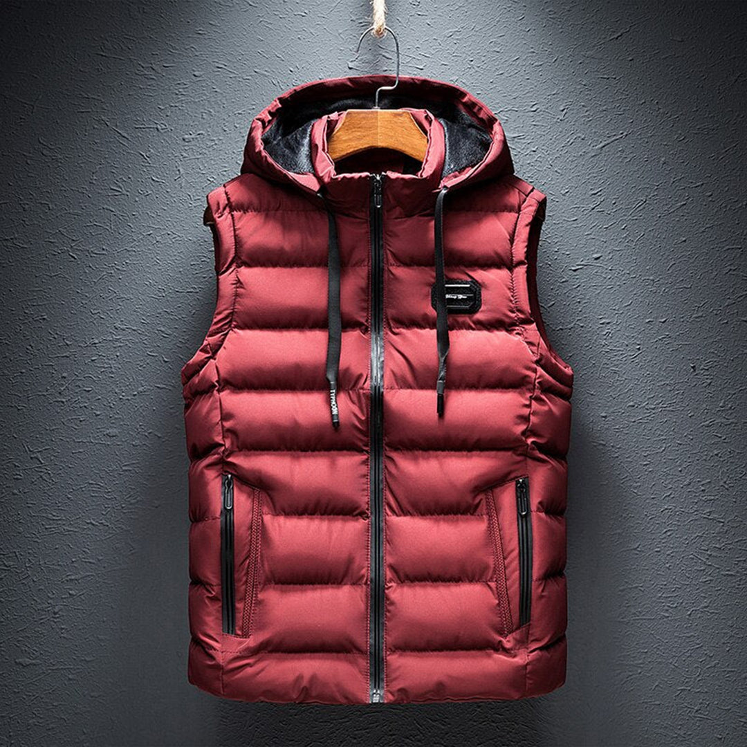 Puffer Vest - Hooded - Sleeveless - Quilted Vest - Men's Winter Vest-Jacken-Chaps London-Red-M-Chaps London