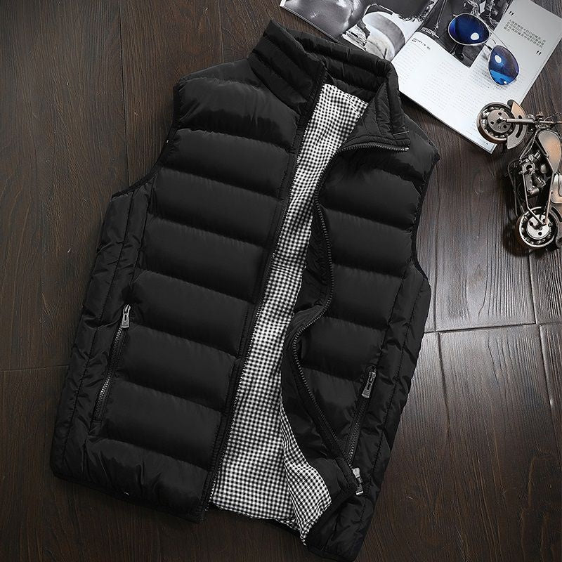 Puffer Vest - Men's Zip-Up Winter Bodywarmer Winter Gilet-Chaps London-Black-s-Chaps London