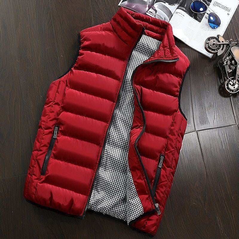Puffer Vest - Men's Zip-Up Winter Bodywarmer Winter Gilet-Chaps London-Dark Red-s-Chaps London