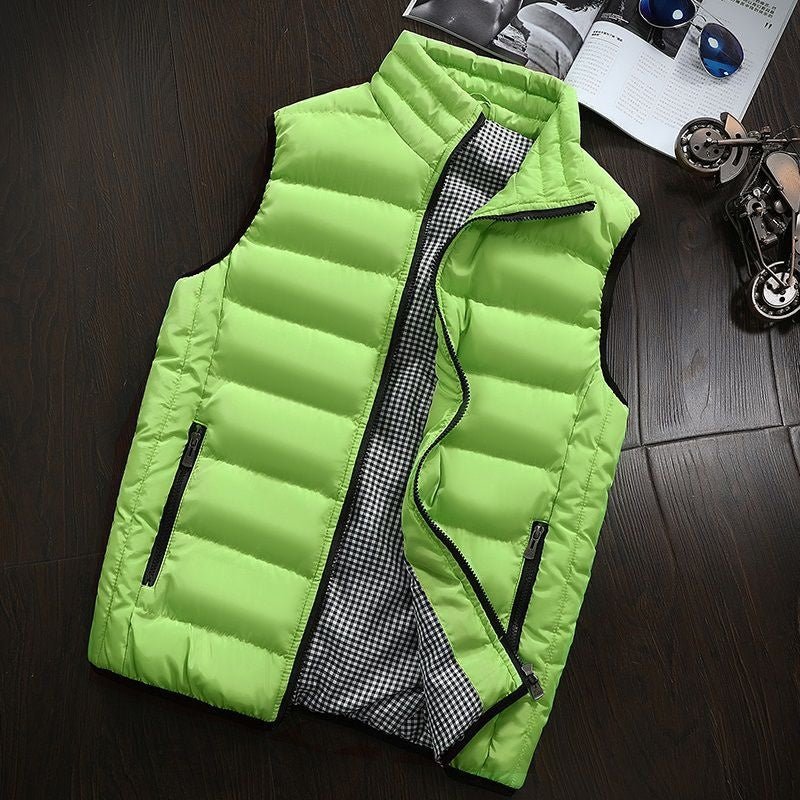 Puffer Vest - Men's Zip-Up Winter Bodywarmer Winter Gilet-Chaps London-Green Yellow-s-Chaps London