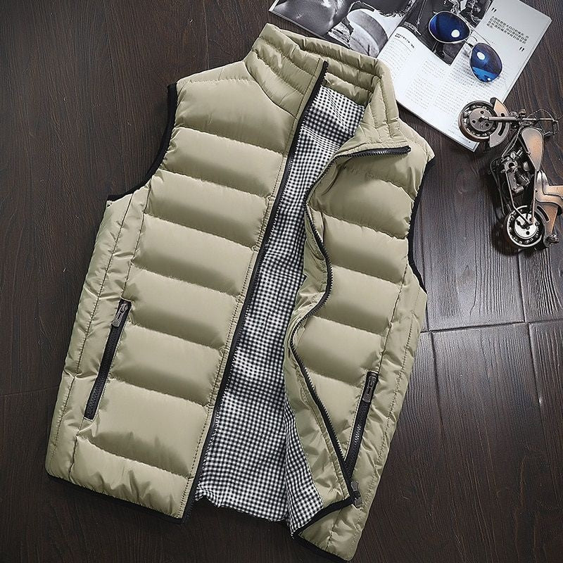 Puffer Vest - Men's Zip-Up Winter Bodywarmer Winter Gilet-Chaps London-Light Gold-s-Chaps London